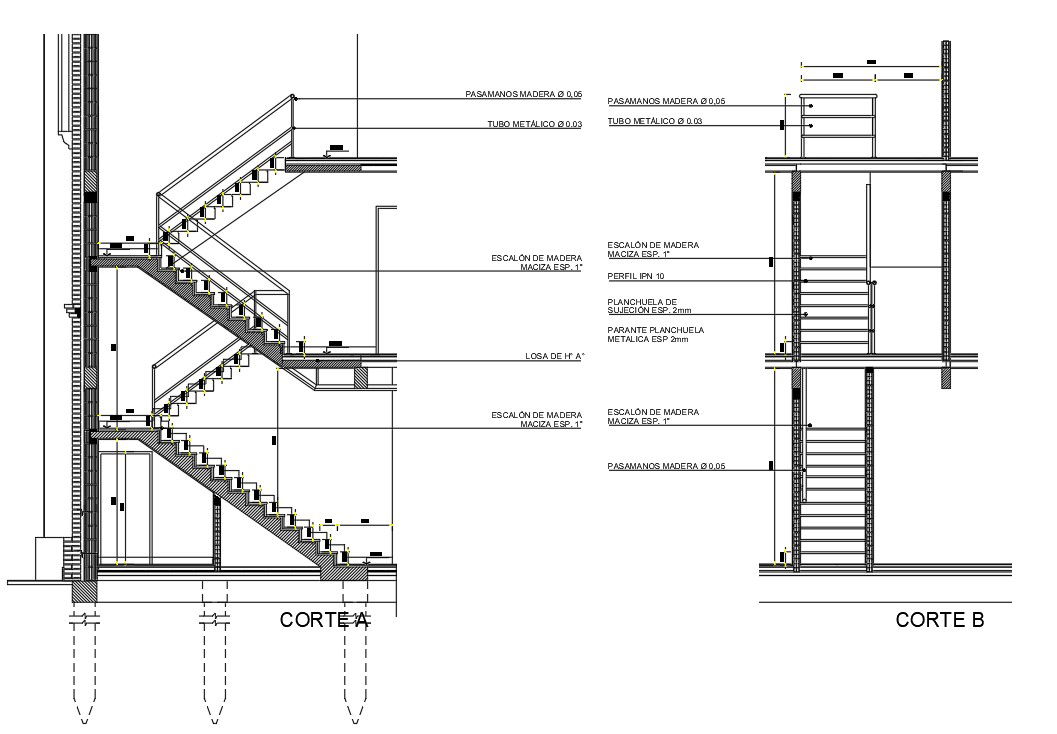 Staircase Design Plan In AutoCAD File