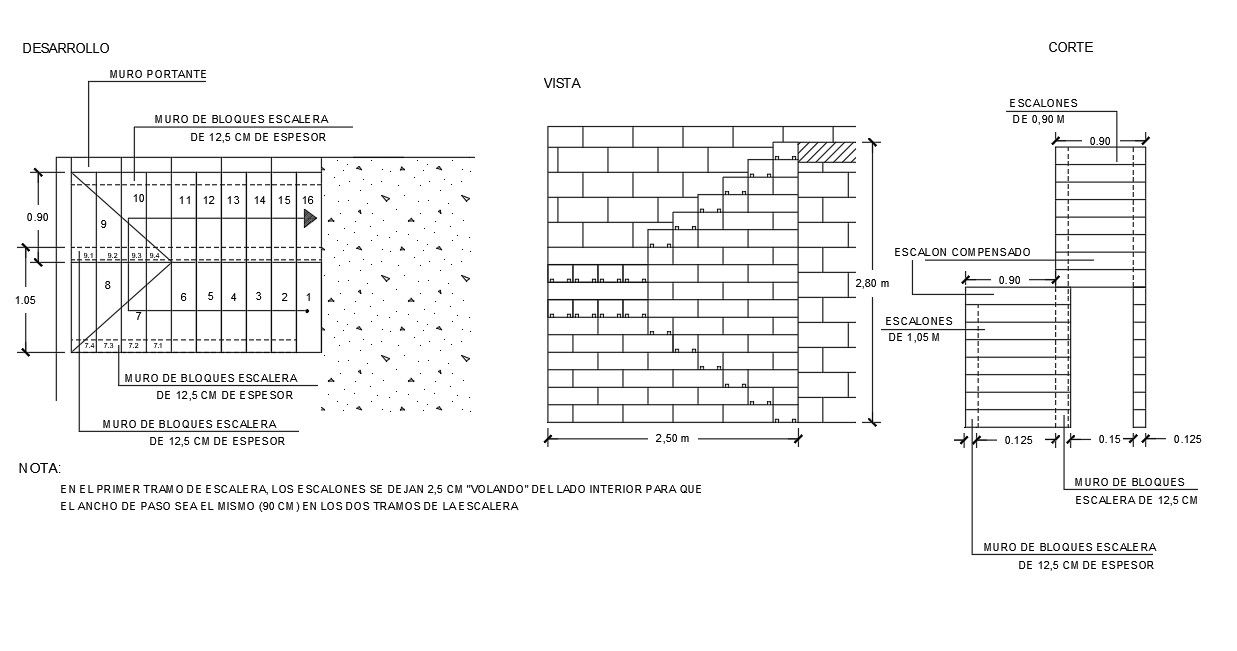 Staircase Plan And Section for drawing with DWG File