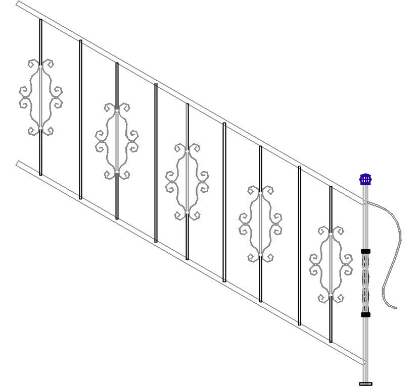 Staircase Railing Wall Elevation Drawing Free CAD Blocks
