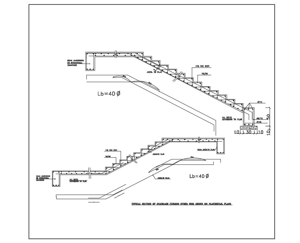 Staircase Reinforcement AutoCAD Drawing Download