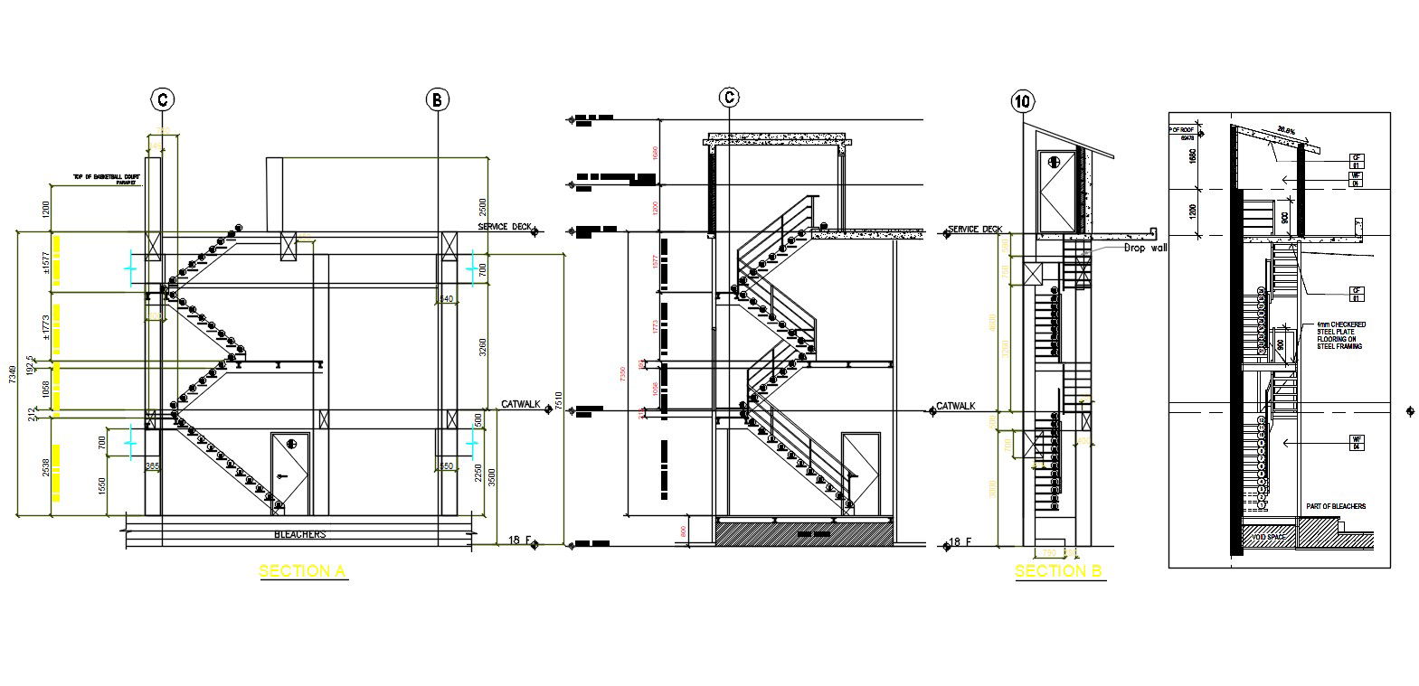 Staircase Section And Elevation Design Drawing AutoCAD File