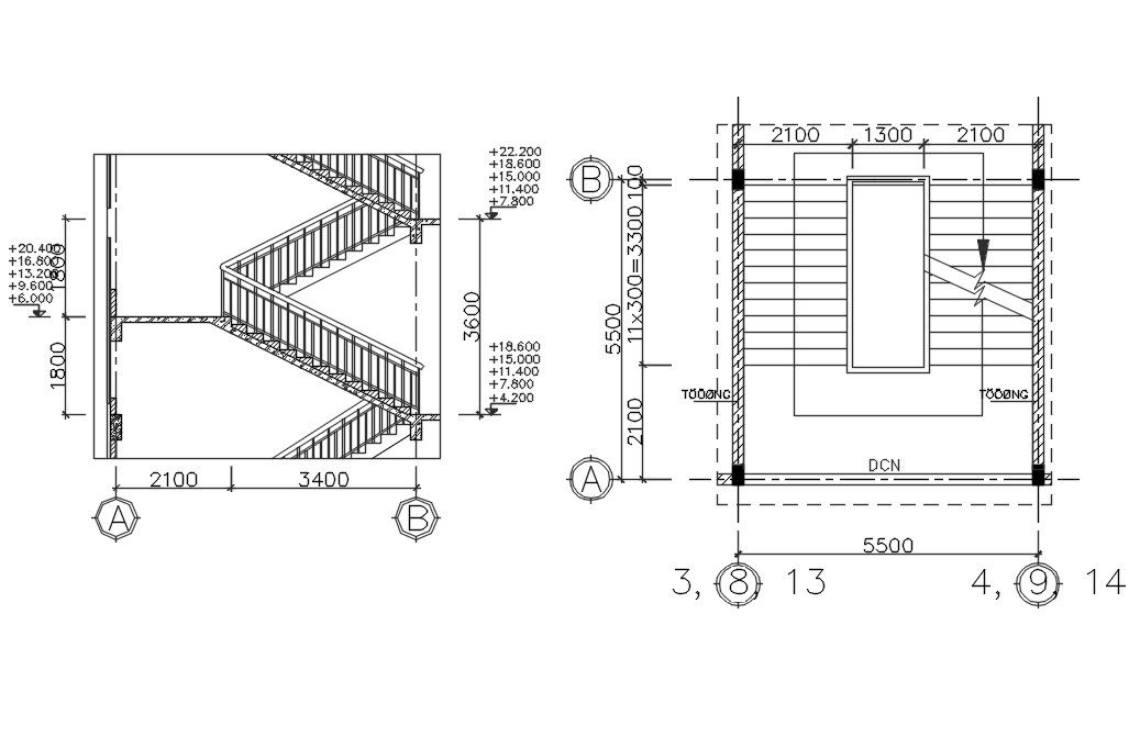 Staircase Structure Plan DWG File
