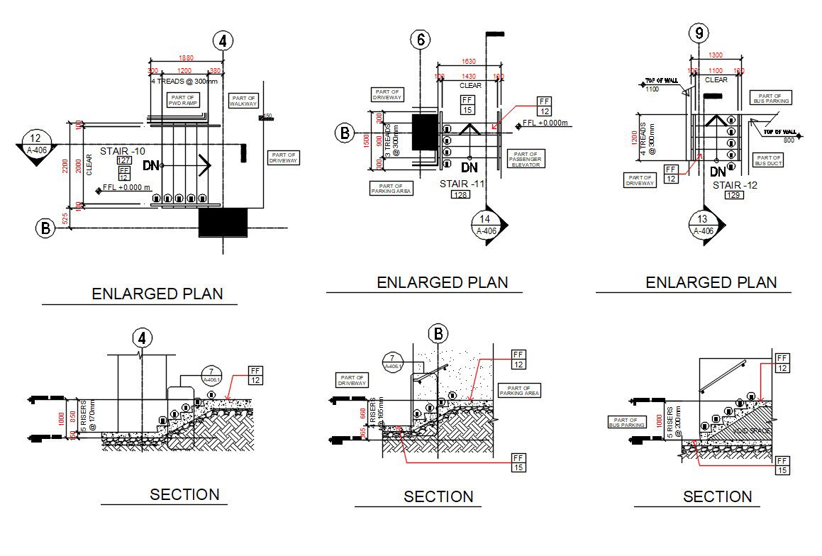 Staircase Working Plan AutoCAD Drawing