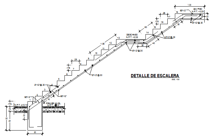 Staircase and construction details of house dwg file