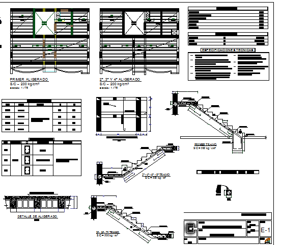 Staircase and construction details of multi-flooring apartment flats dwg file