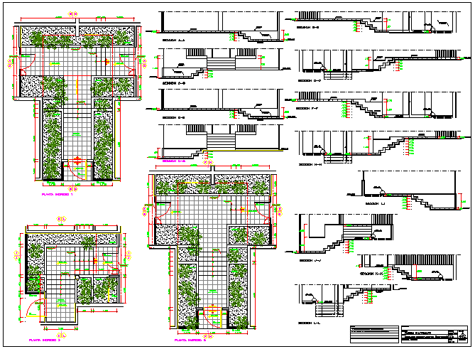 Staircase & construction, residential apartment building dwg file