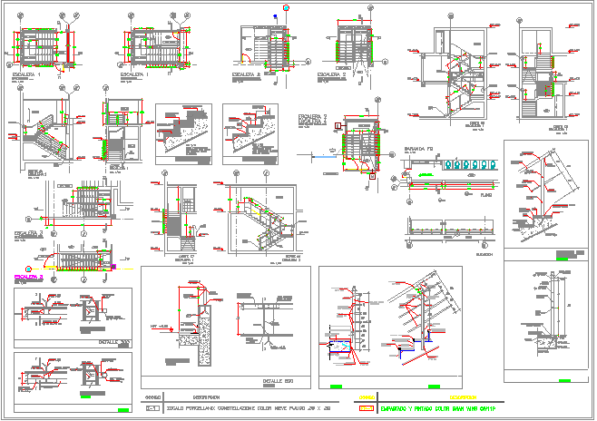Staircase and construction details of super market project dwg file