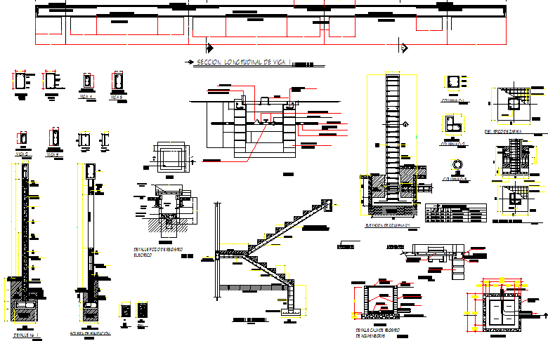 Staircase and constructive details of bungalow dwg file