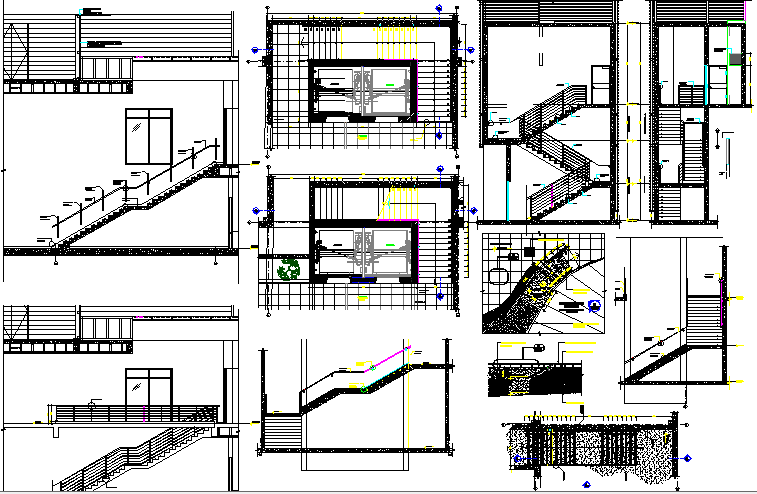 Staircase and constructive details of bungalow dwg file