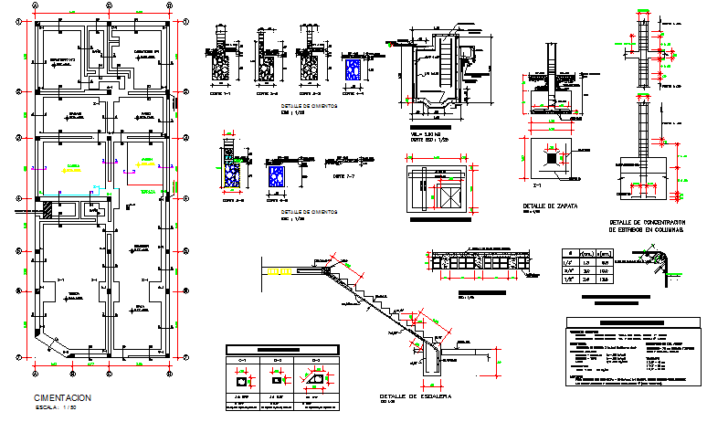 Staircase and constructive details of house dwg file