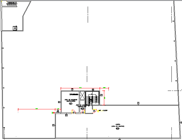Staircase and structure details of shopping center first floor dwg file