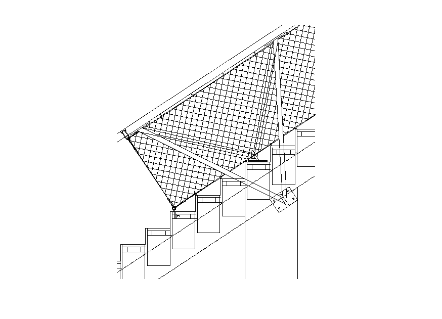Staircase construction detail elevation 2d view layout file