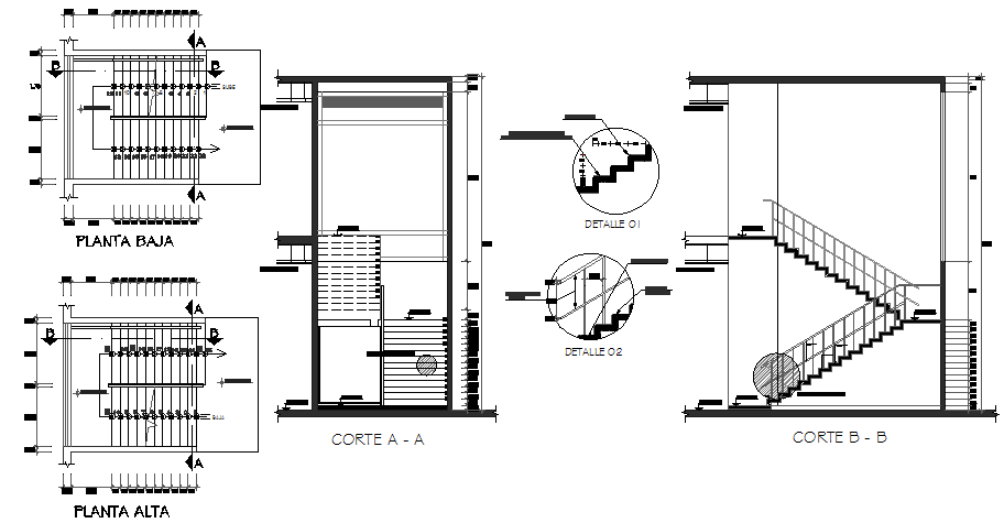 Staircase construction details of kitchen stairs dwg file