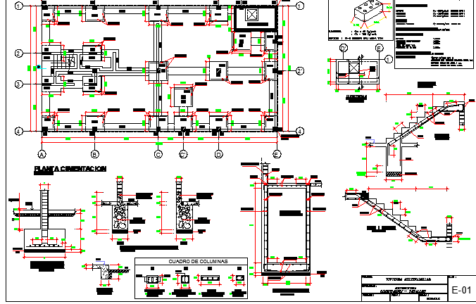 Staircase construction details of multi-family housing building dwg file