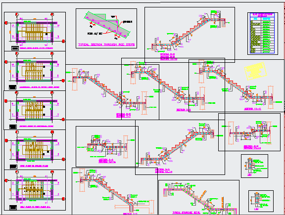 Staircase constructive details of office building dwg file