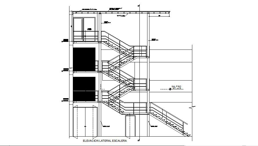 Staircase constructive section details of house dwg file
