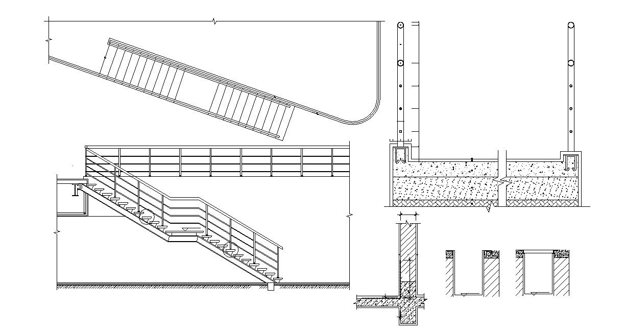 Staircase design Plan and Section AutoCAD Drawing