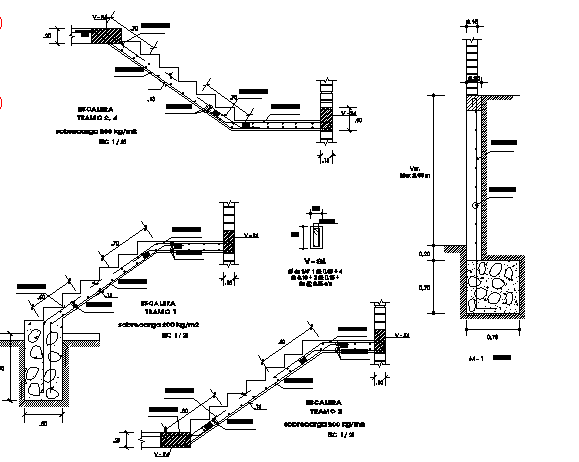 Staircase design and sectional elevation dwg file