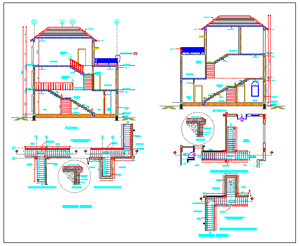 Staircase detail design drawing of house