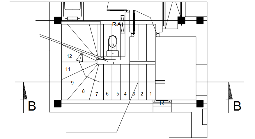 Staircase layout in dwg file