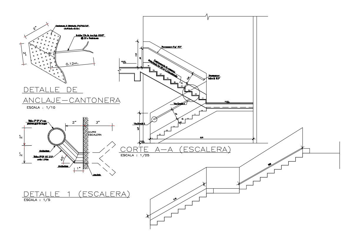 Staircase of building section and construction cad drawing details dwg file