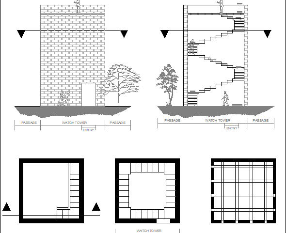 Staircase of single family house details dwg file