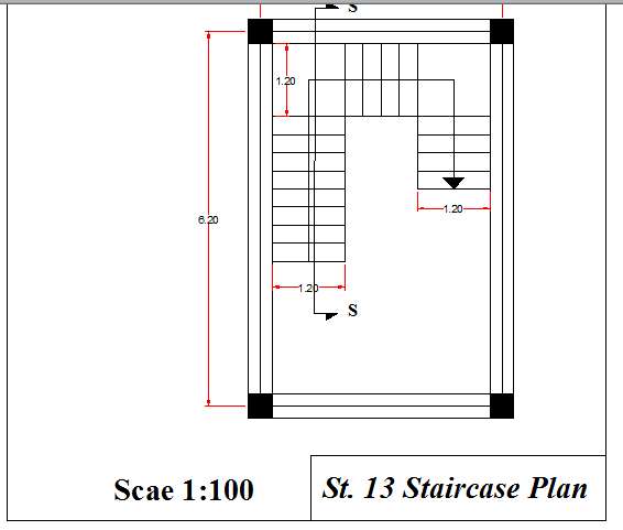 Staircase plan of twelve story building dwg file