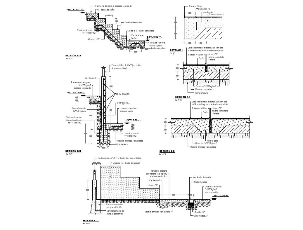Staircase section and construction details of one family house dwg file