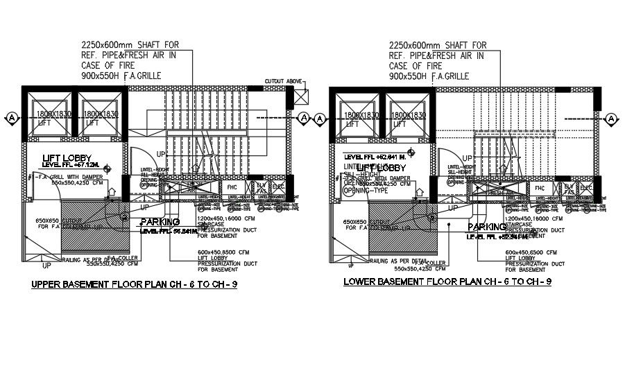 Staircase And Lift Lobby Floor Plan Drawing Download DWG File
