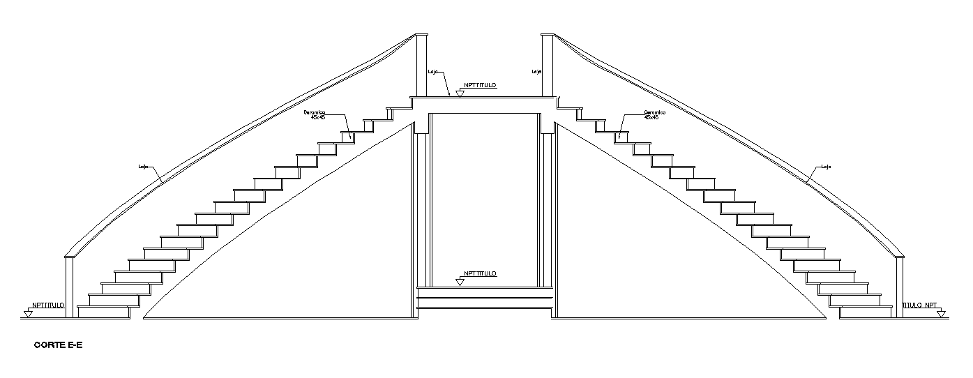 Staircase Beautiful side 2d elevation plan is provided . Download now.