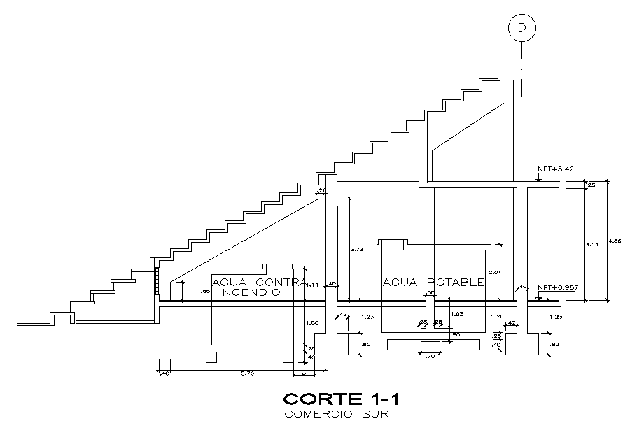 Staircase Column Foundation Section CAD Drawing DWG File
