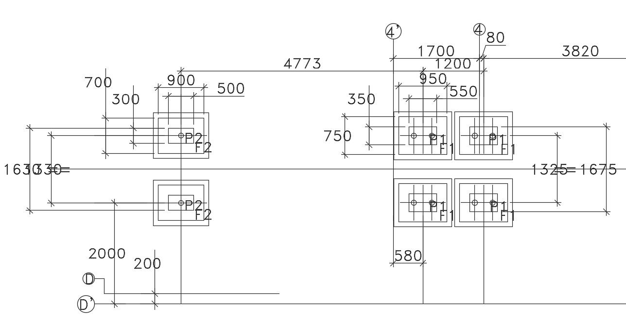 Staircase Foundation Column Plan AutoCAD Drawing Download DWG File