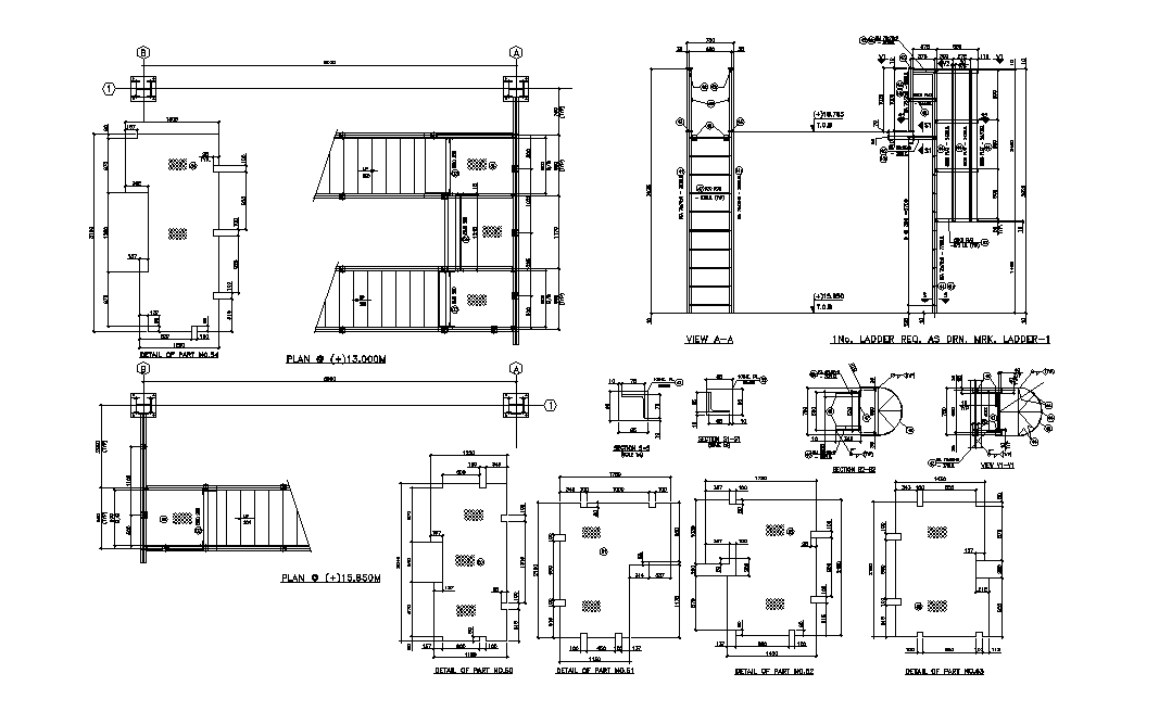 Staircase Ladder With Terrace Plan Cad Drawing DWG File