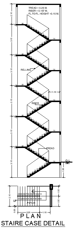 Staircase Layout Plan Details | AutoCAD DWG Download File