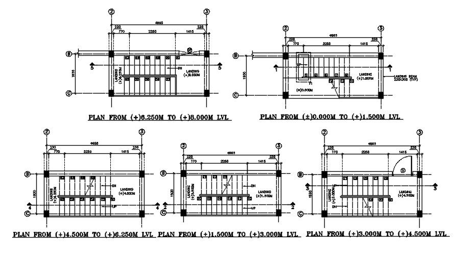 Staircase Plan AutoCAD Drawing Download DWG File