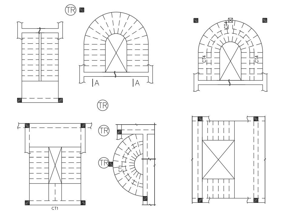 Staircase Plan With Different Option AutoCAD File