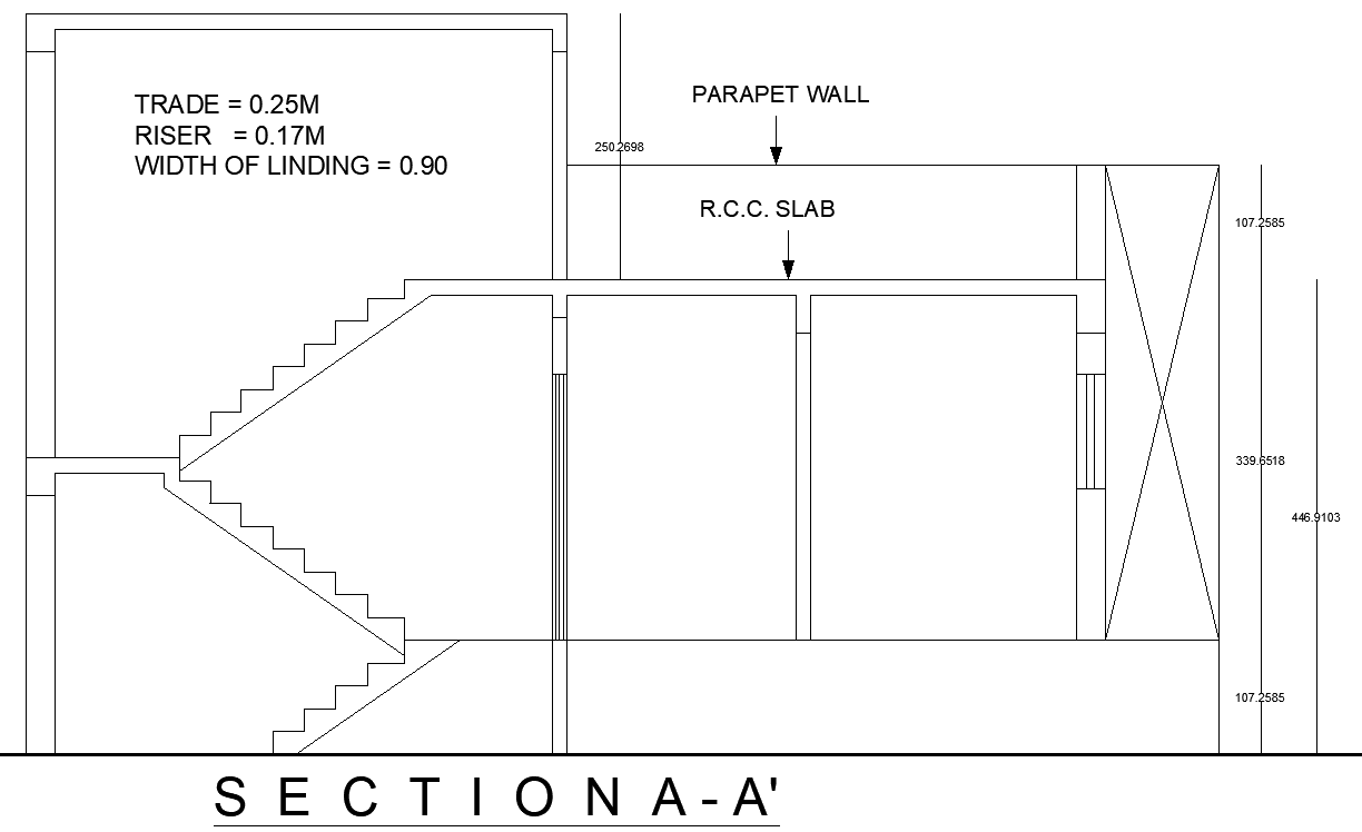 Staircase Section Architectural Drawing AUTOCAD DWG File 