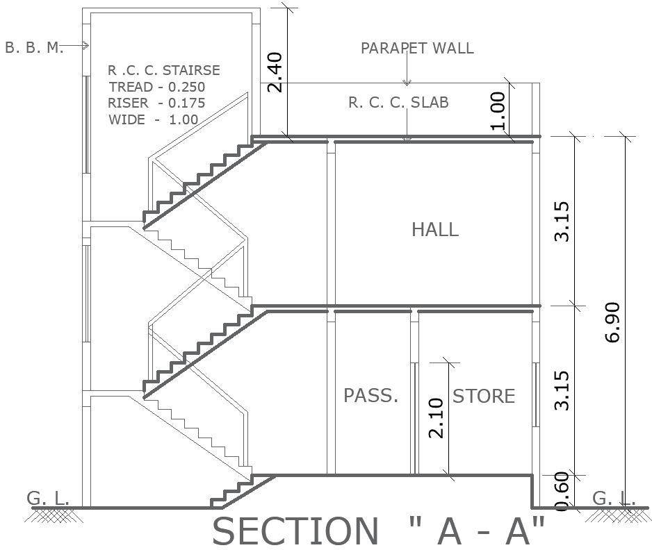Staircase Section Layout Design – AutoCAD DWG File