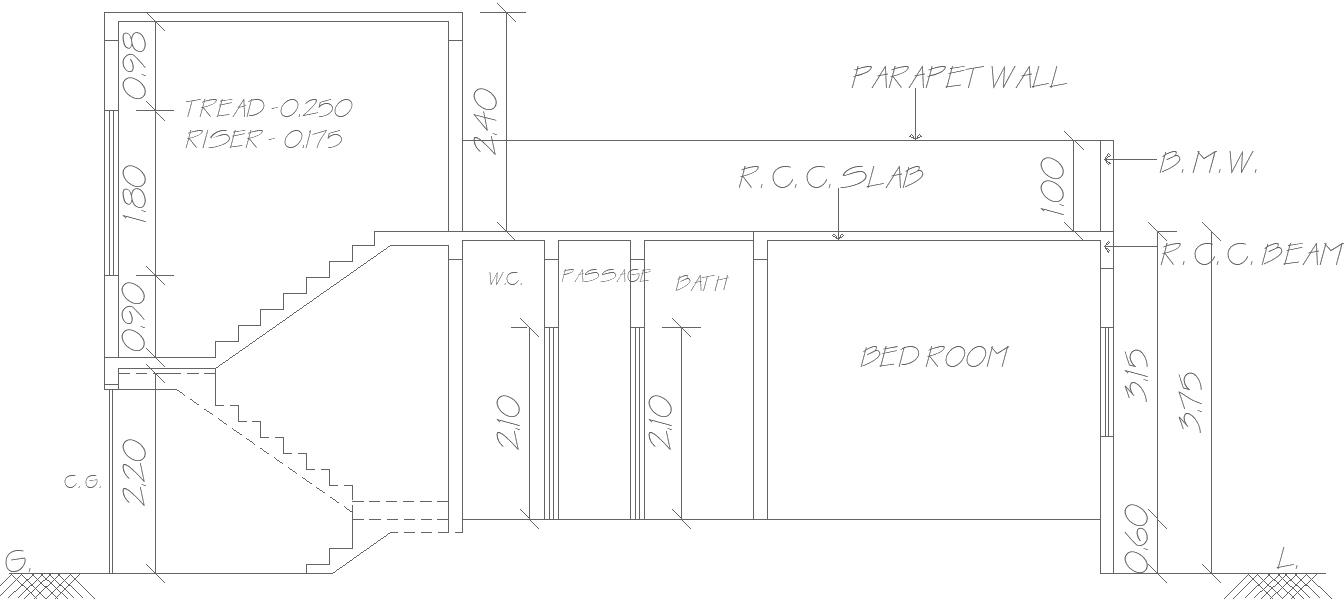 Staircase Section Layout Design – AutoCAD DWG 
