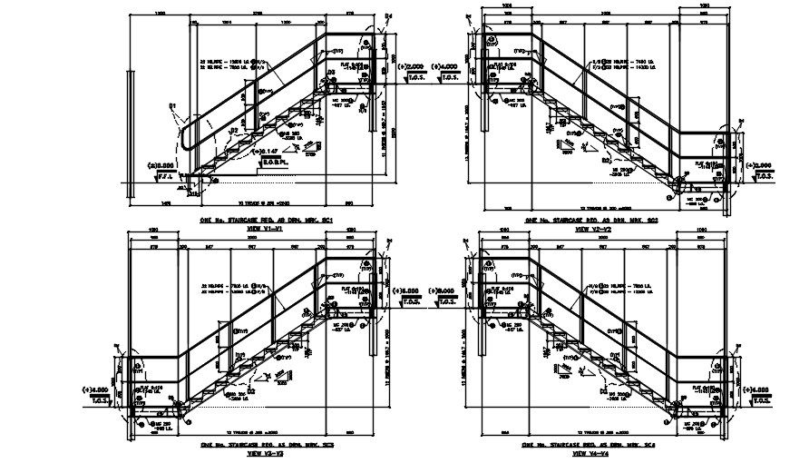 Staircase Side elevation plan are given in this 2D AutoCAD DWG drawing. Download the AutoCAD 2D DWG file.