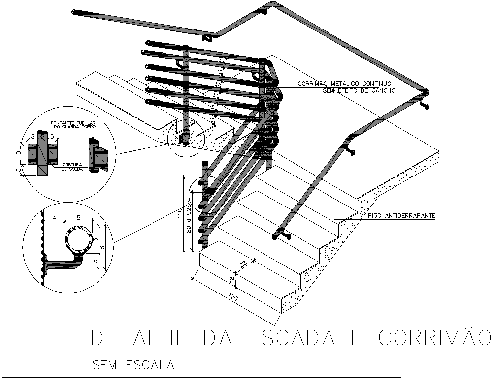 Staircase and Handrail Detail AutoCAD DWG File
