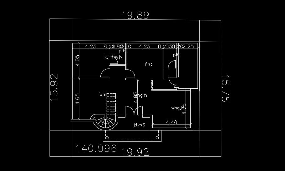 Staircase location detail of the east facing 20x16m house plan