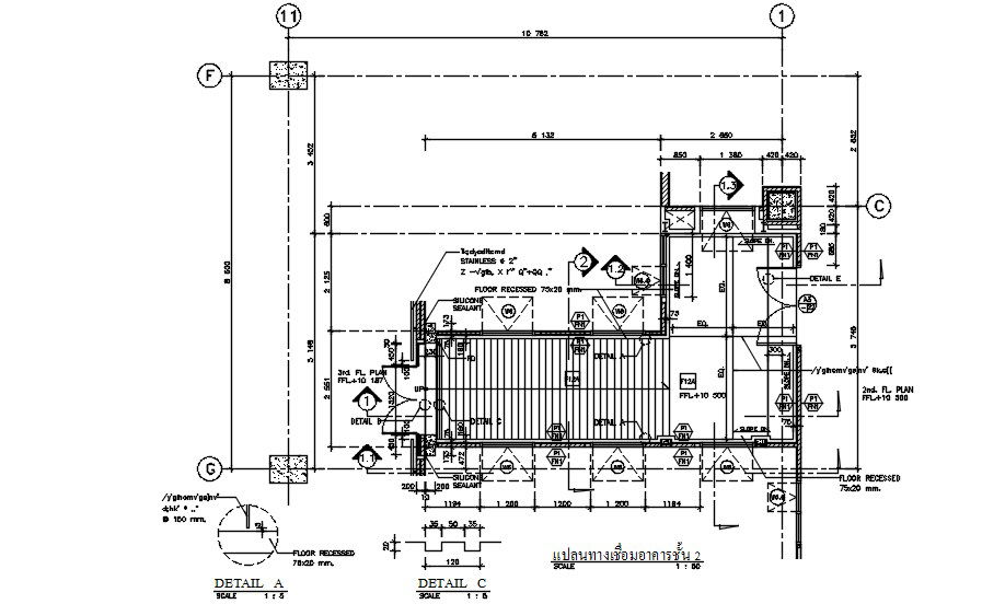 Staircase or ramp section details are provided in this 2D CAD DWG drawing. Download the AutoCAD 2D DWG file.