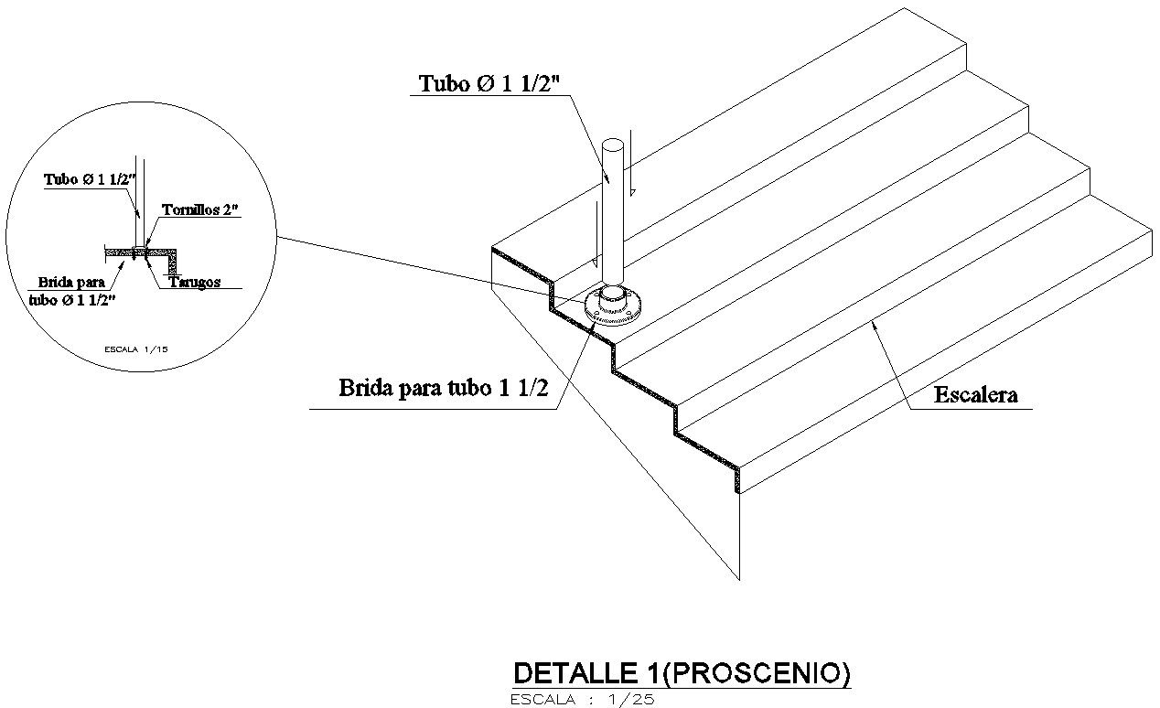 Staircase section detail in AutoCAD 2D, dwg file, CAD file