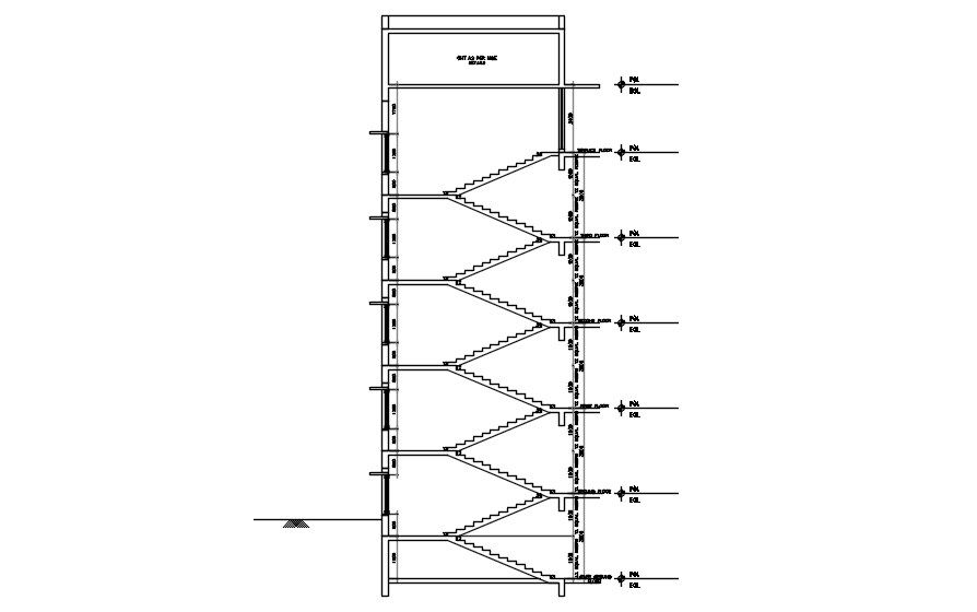Staircase section of school in detail AutoCAD drawing, dwg file, CAD file