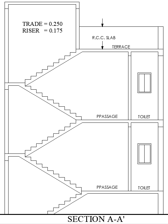 Stairs Section Layout Design AutoCAD DWG Download