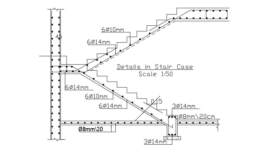 Stair section detail cad drawing is given in this cad file