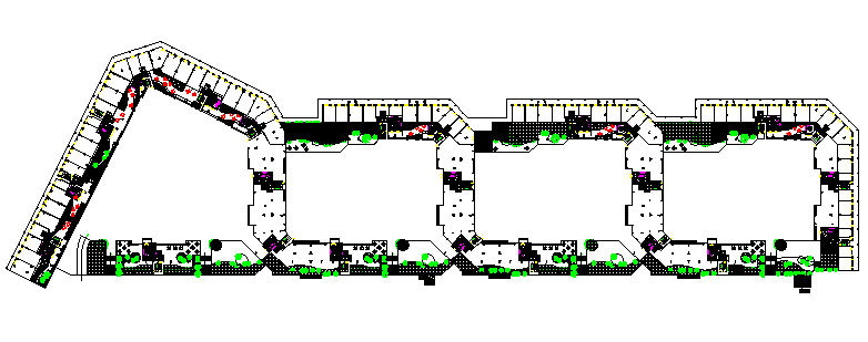 Standard unit combination plane of commercial building design drawing