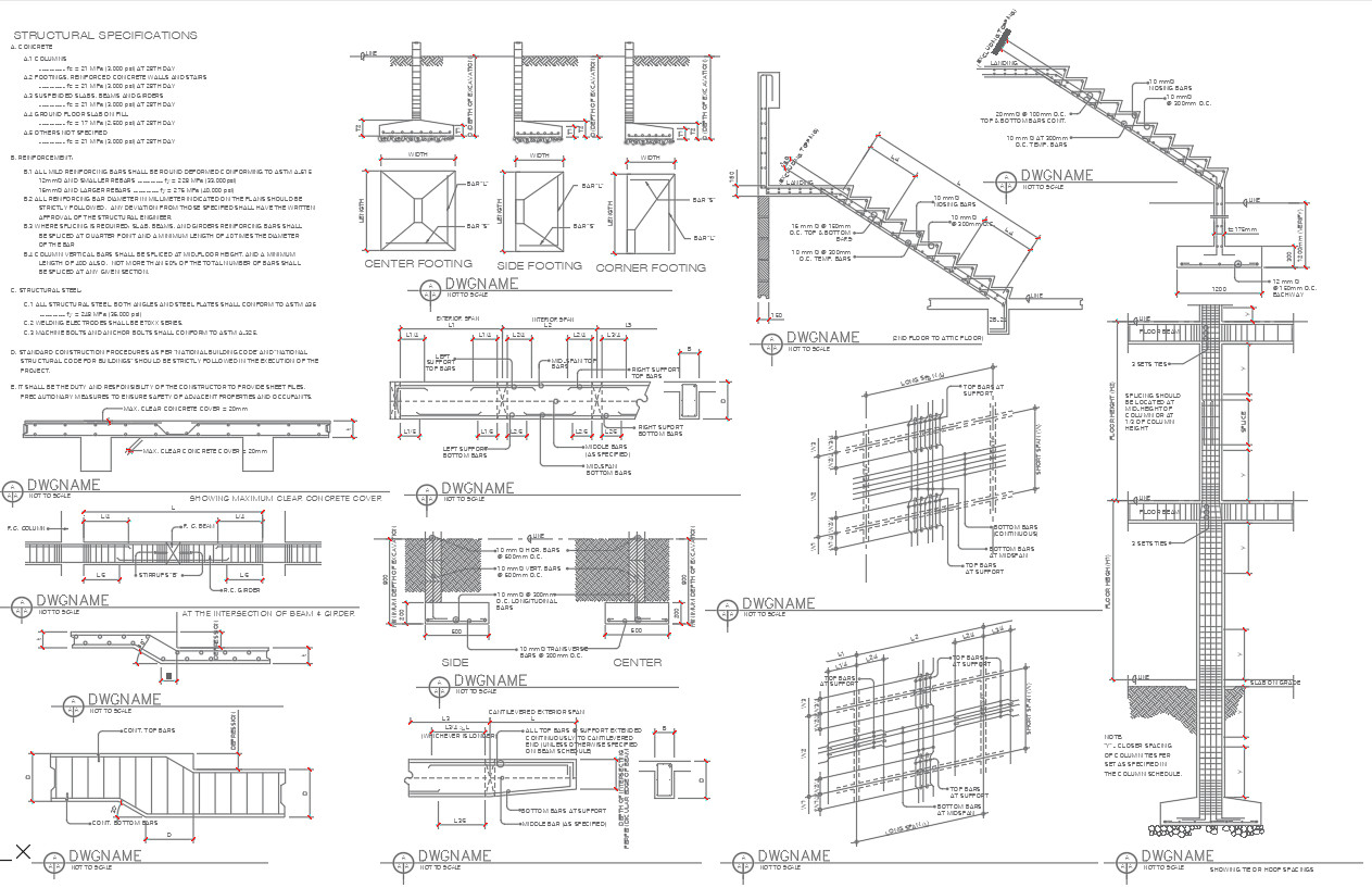 Standard Structural Details Drawings In AutoCAD DWG File