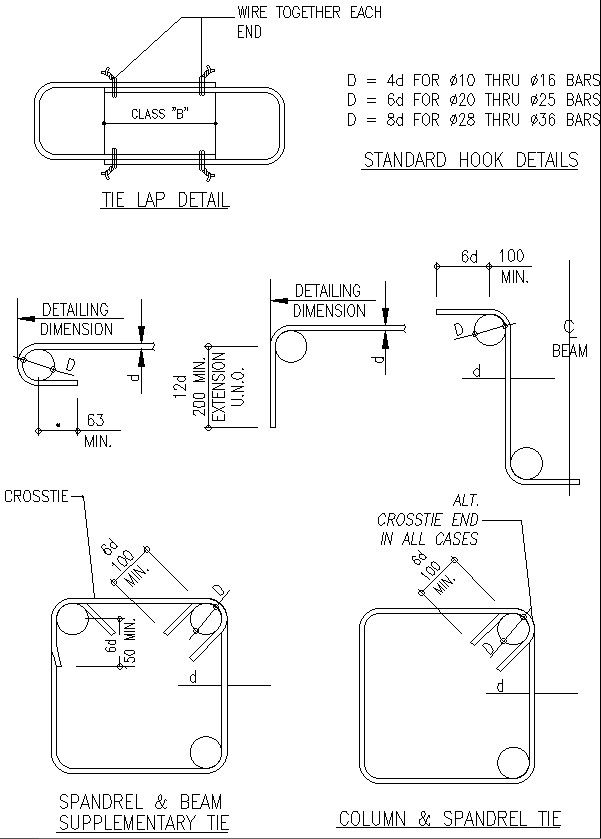 Standard hook details autocad file , cad drawing , dwg format